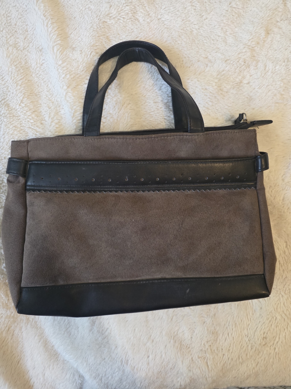 Y2k 2000s Kathy Ireland Brown/Black Zip Top Tote Handbag Purse